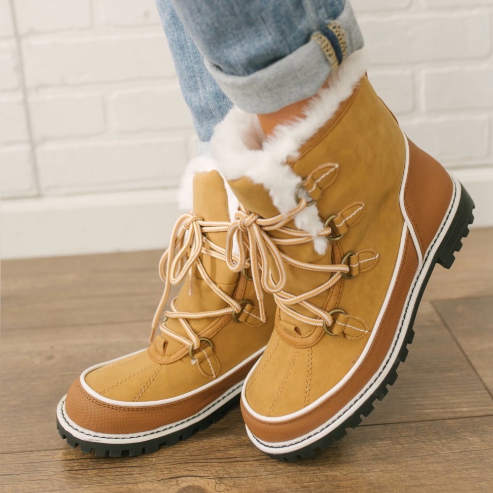 Mia Misha Fur Trim Lace-Up Boot